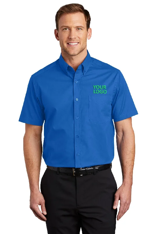 Port Authority Tall Short Sleeve Custom Easy Care Shirts, Strong Blue