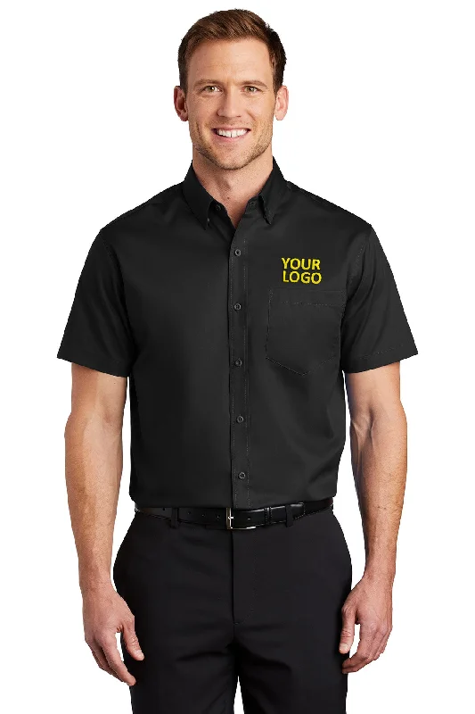 Port Authority Short Sleeve SuperPro Custom Twill Shirts, Black