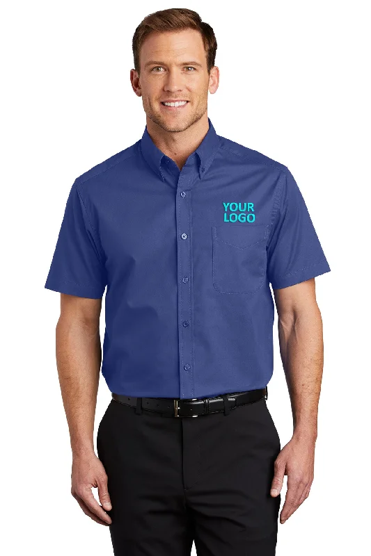 Port Authority Tall Short Sleeve Custom Easy Care Shirts, Mediterranean Blue