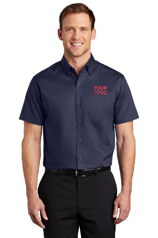 Port Authority Short Sleeve SuperPro Custom Twill Shirts, True Navy