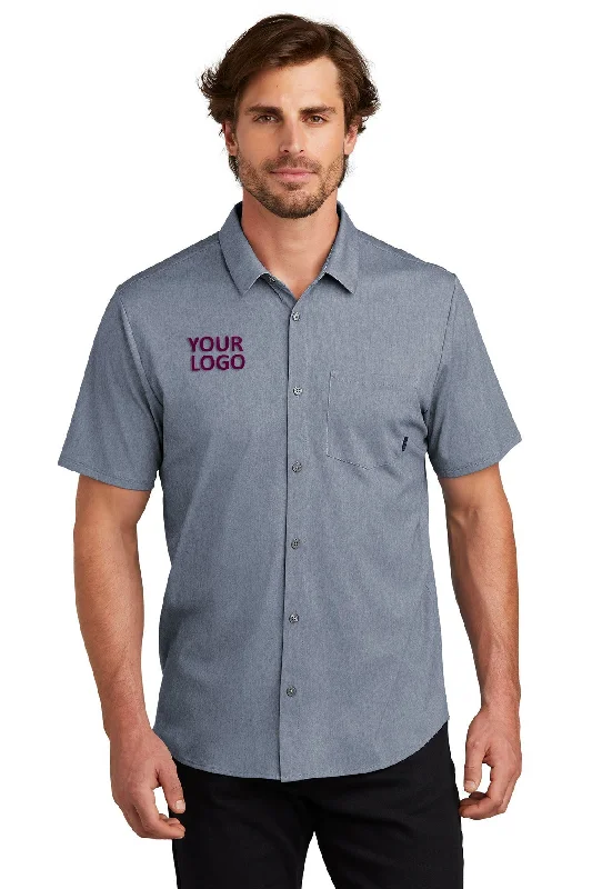 OGIO Extend Short Sleeve Custom Button Downs, Deep Blue Heather