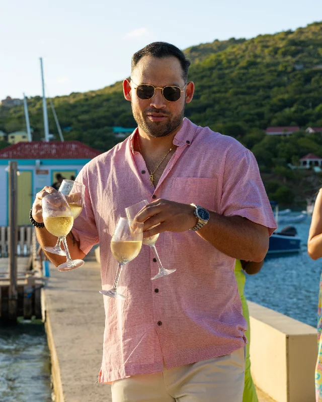 The Rosé Blusher - Short Sleeve Pink Linen Shirt