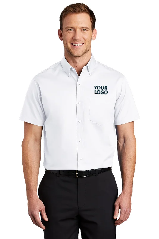 Port Authority Short Sleeve SuperPro Custom Twill Shirts, White