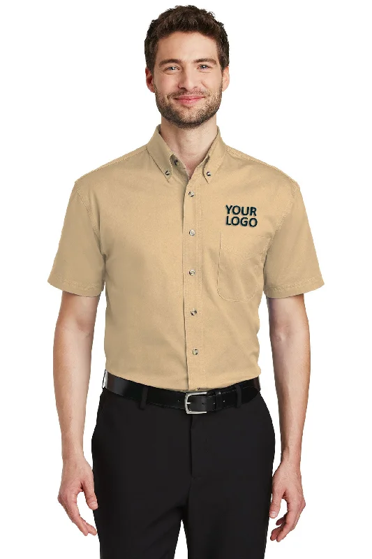 Port Authority Short Sleeve Custom Twill Shirts, Stone