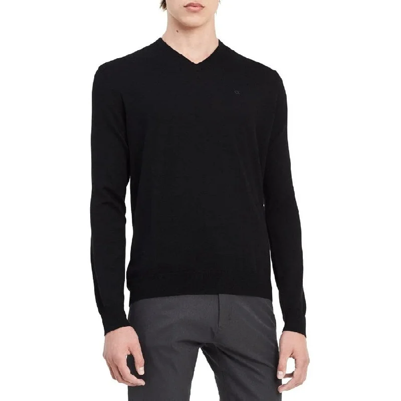 Calvin Klein Men's Merino Crew-Neck Sweater Black Size Medium