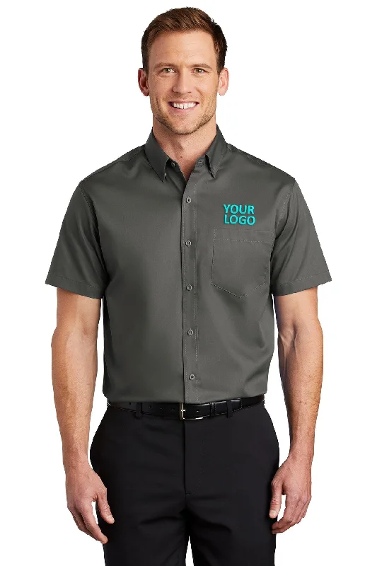 Port Authority Short Sleeve SuperPro Custom Twill Shirts, Sterling Grey