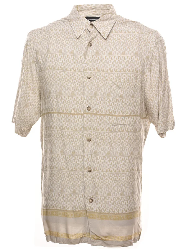 Beige Patterned 1990s Shirt - L