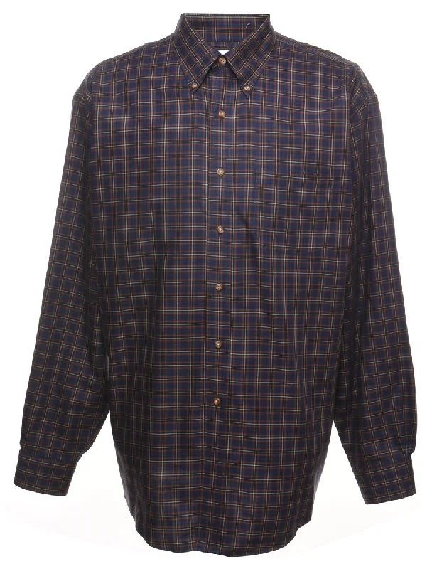 Brooks Brothers Navy Checked Shirt - XL