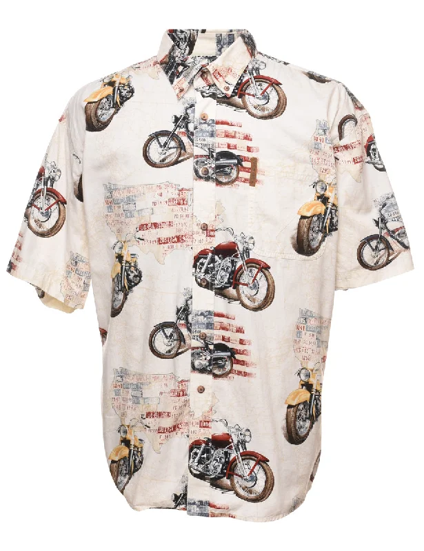 Novelty Bike Print Short-Sleeve Shirt - XL