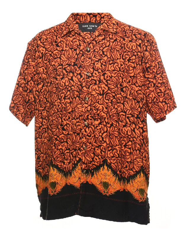 Orange & Black Patterned Shirt - XL