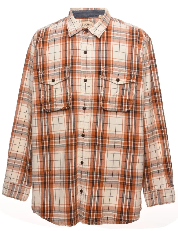 Orange & Grey Checked Shirt - XL