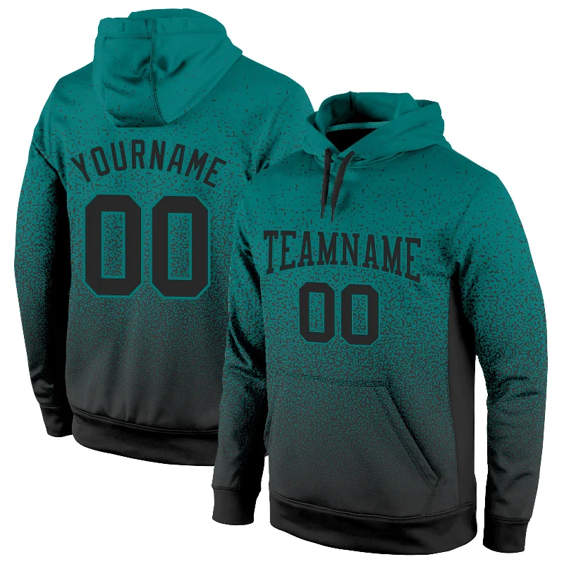 Custom Stitched Aqua Black Fade Fashion Sports Pullover Sweatshirt Hoodie