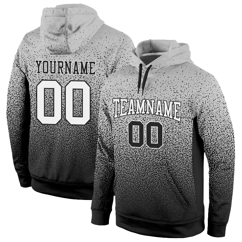 Custom Stitched Gray White-Black Fade Fashion Sports Pullover Sweatshirt Hoodie