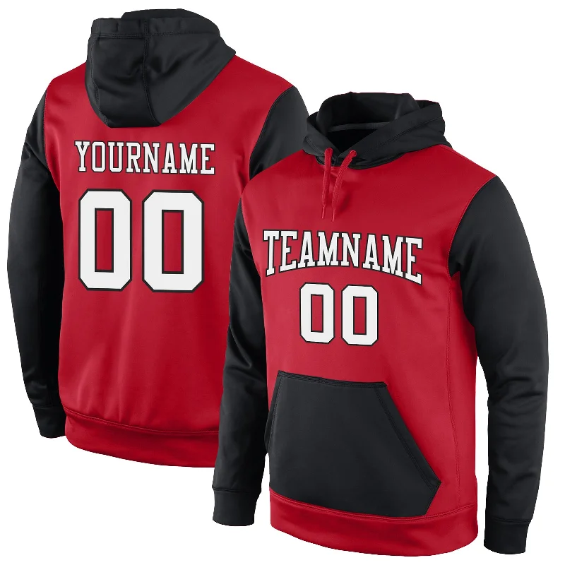 Custom Stitched Red White-Black Sports Pullover Sweatshirt Hoodie