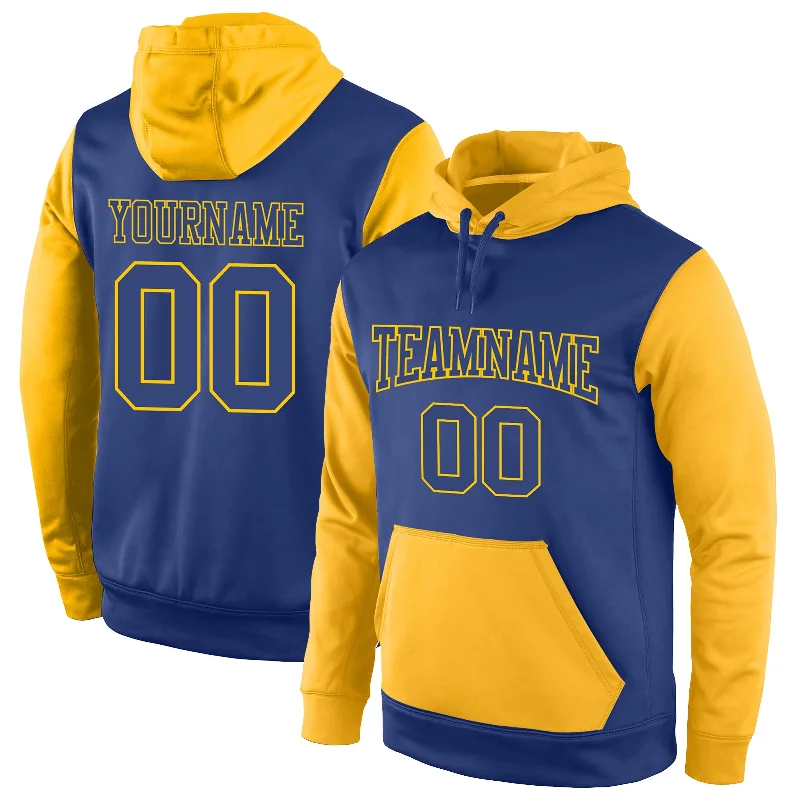 Custom Stitched Royal Royal-Gold Sports Pullover Sweatshirt Hoodie