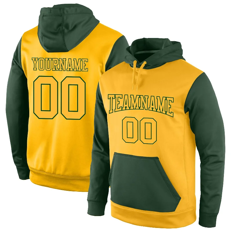 Custom Stitched Gold Gold-Green Sports Pullover Sweatshirt Hoodie