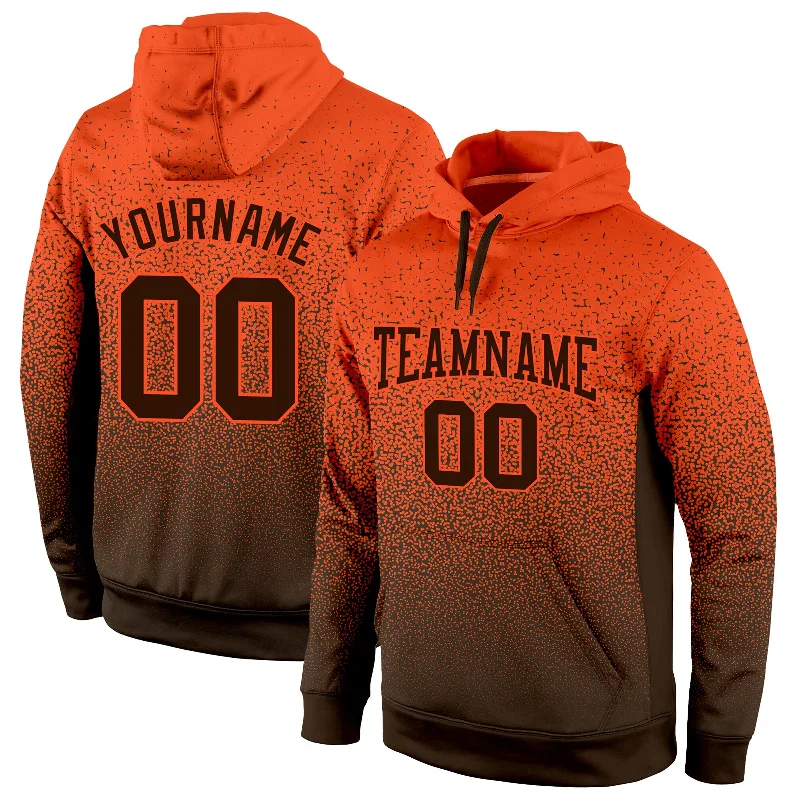 Custom Stitched Orange Brown Fade Fashion Sports Pullover Sweatshirt Hoodie