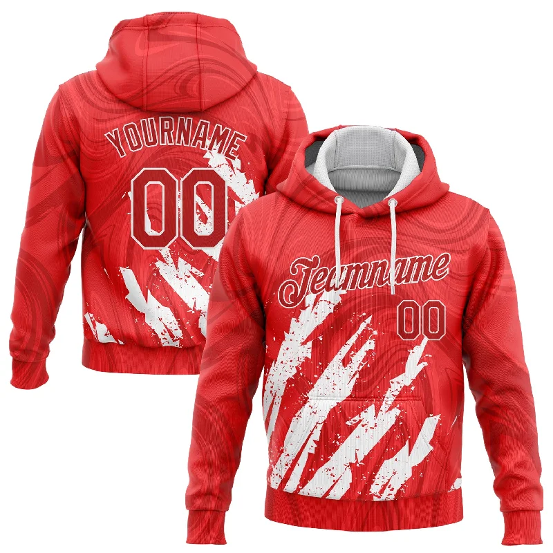 Custom Stitched Red Red-White 3D Pattern Design Sports Pullover Sweatshirt Hoodie