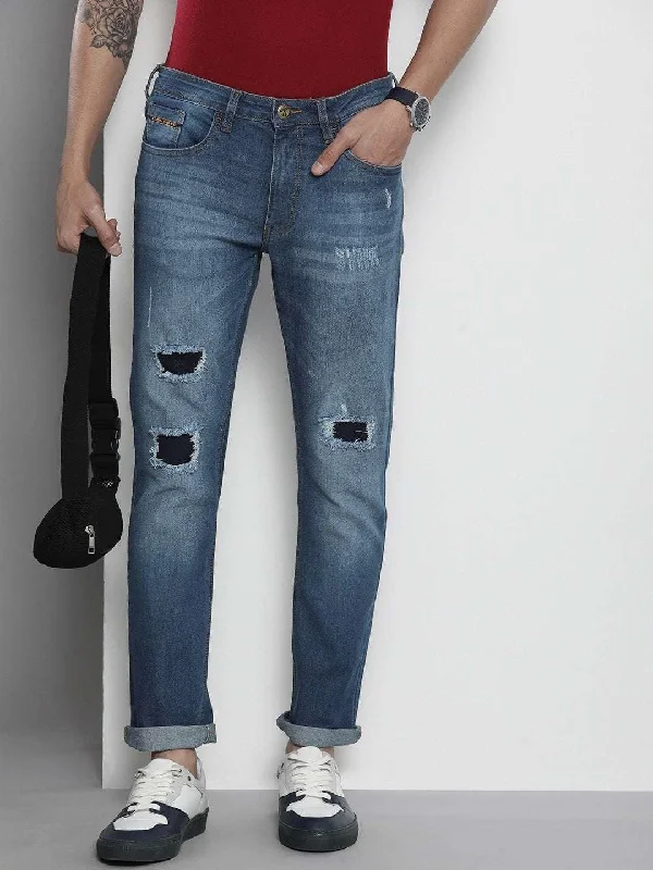 Men's Distressed Straight Jeans