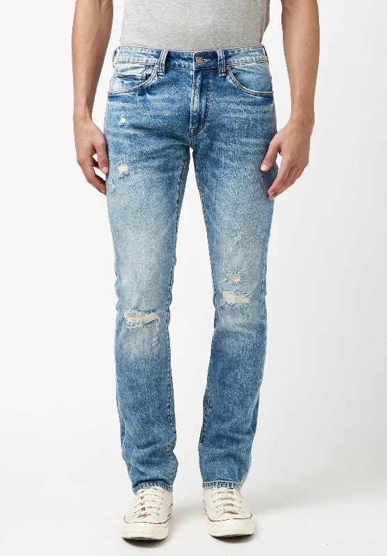 Slim Ash Men's Jeans in Worn & Creased Blue - BM22885