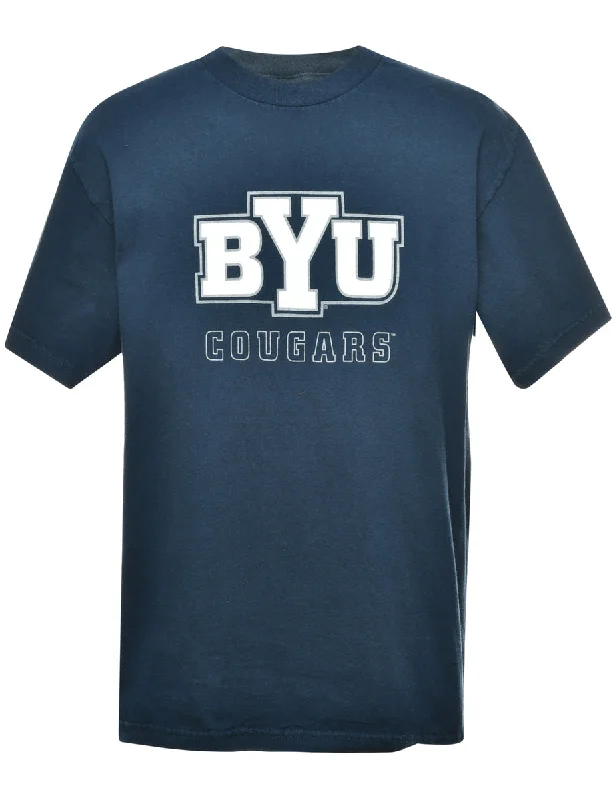 BYU Cougars Navy & White Printed T-shirt - L