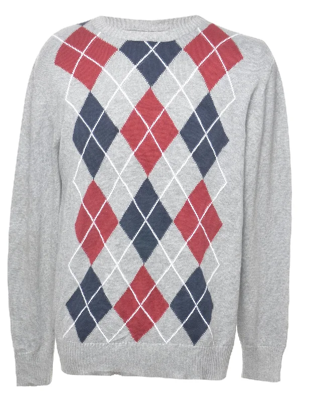 Cherokee Argyle Grey Jumper - L