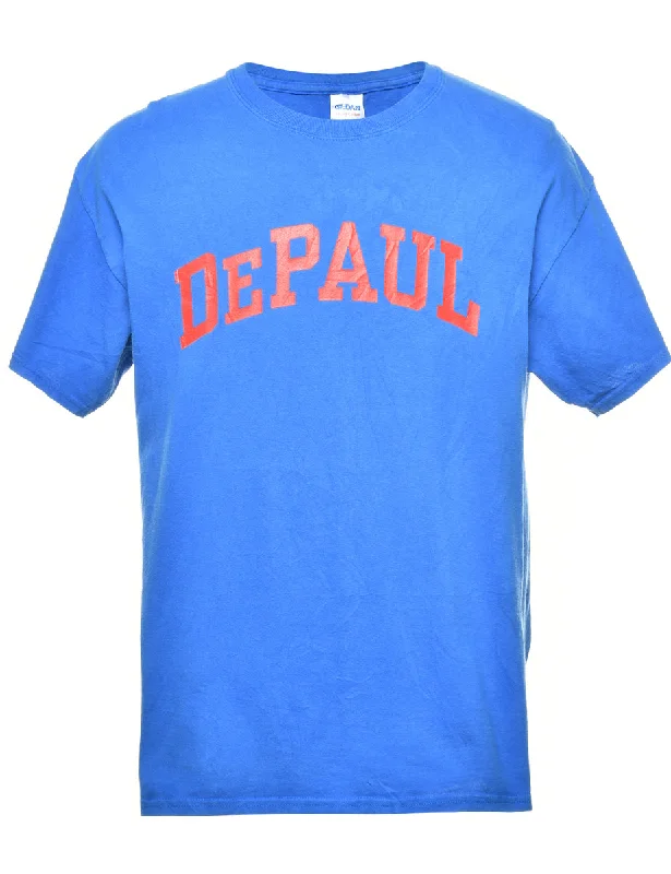 Depaul Printed Blue & Red T-shirt - L