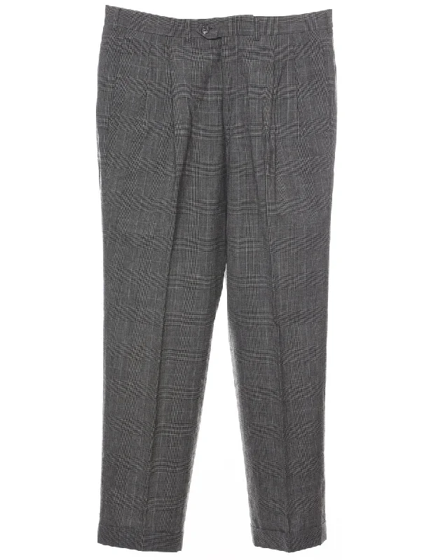 Dogtooth Check Grey Classic Trousers - W34 L29