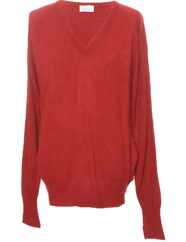 Fine Knit Maroon Jumper - L