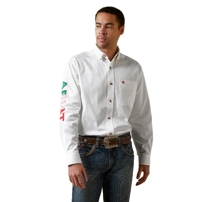 Ariat Men's Team Logo Mexico White Button Down Shirt