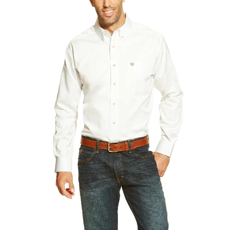 Ariat Men's White Solid Twill Classic Fit Shirt