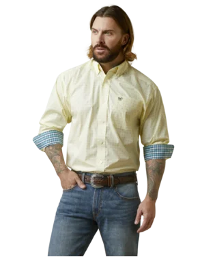 Ariat Yellow Wrinkle Free Cade Classic Fit Shirt