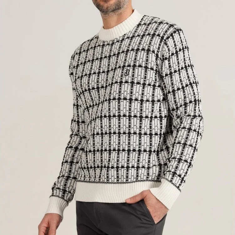 Bendorff mock-neck pullover sweater white/black