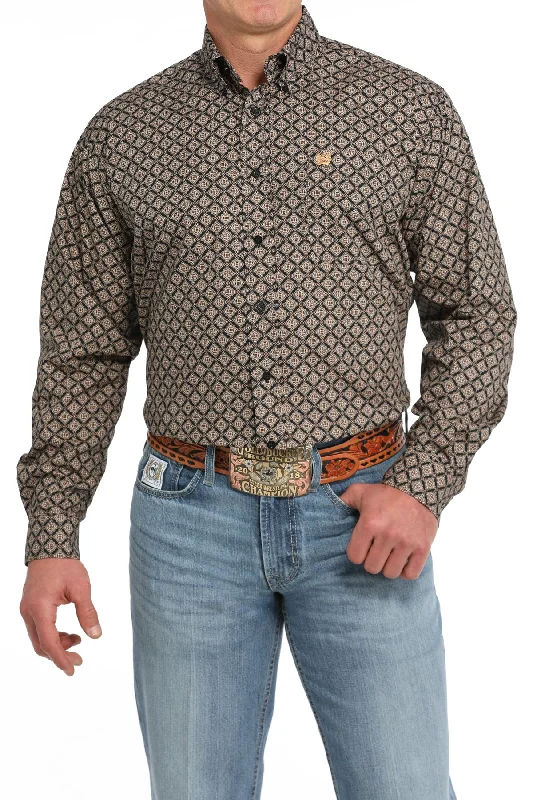 CINCH BLACK GEO PRINT LONG SLEEVE SHIRT