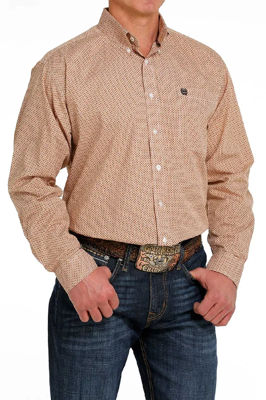 CINCH BROWN CREAM GEOMETRIC PRINT LONG SLEEVE SHIRT