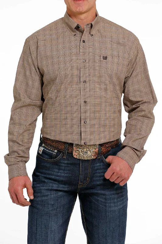 CINCH BROWN PLAID LONG SLEEVE SHIRT