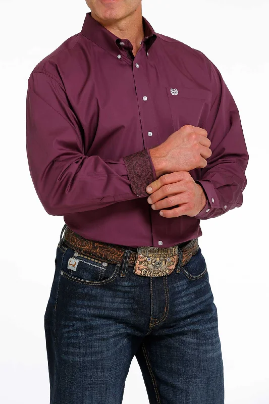 CINCH MEN'S PURPLE SOLID BUTTON-DOWN WESTERN SHIRT