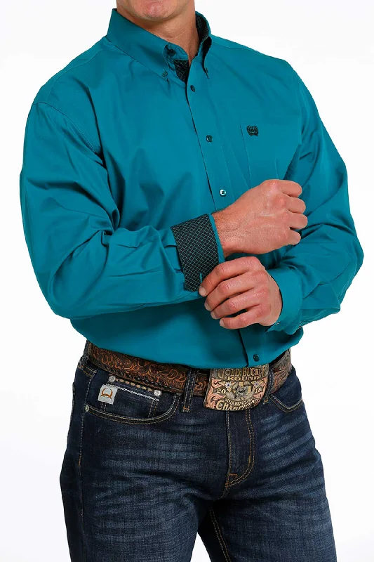 CINCH MEN'S TEAL SOLID BUTTON-DOWN WESTERN SHIRT