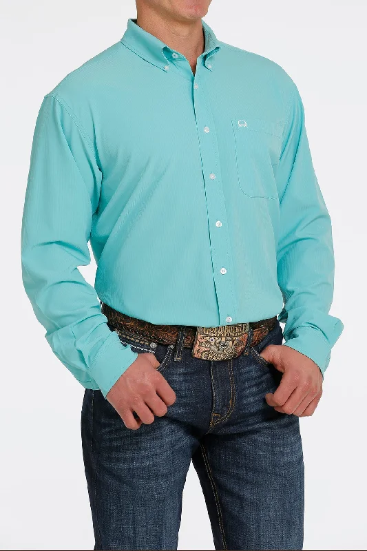 CINCH MEN'S SOLID LONG SLEEVE ARENAFLEX TURQUOISE SHIRT