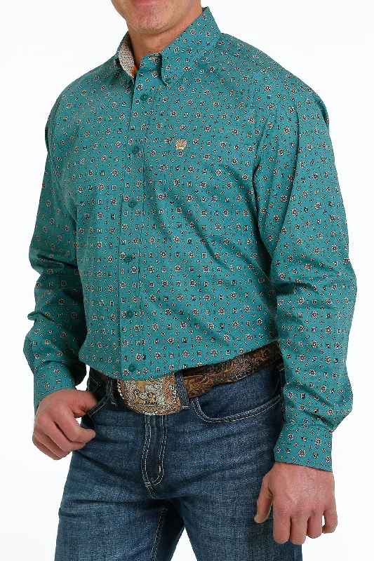 CINCH MENS TEAL LONG SLEEVE SHIRT