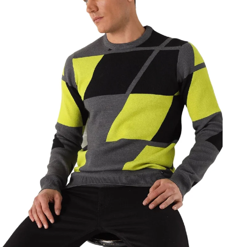 Lois abstract color block sweater grey/lime