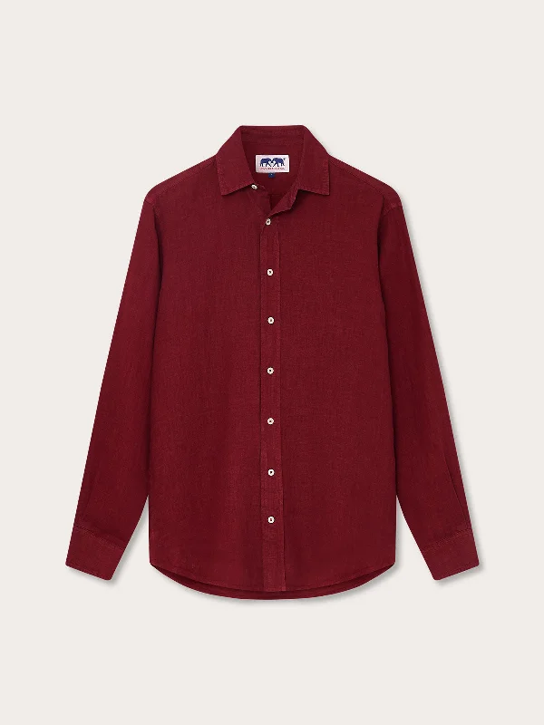 Men's Burgundy Abaco Linen Shirt