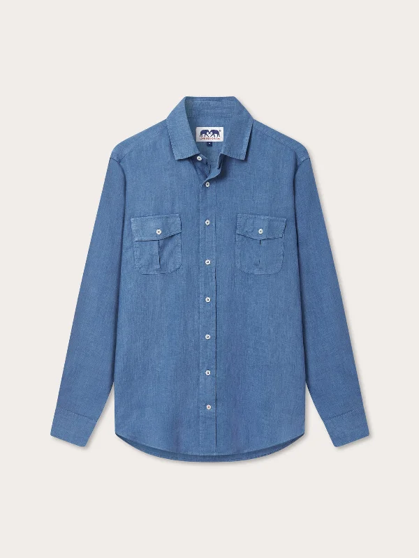 Men's Deep Blue Andros Linen Shirt