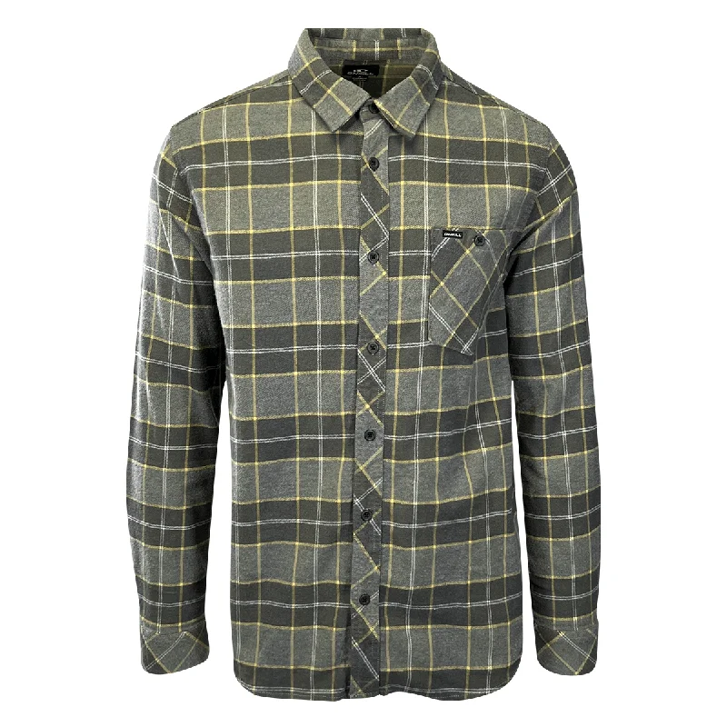 O'Neill Men's Olive Plaid Redmond Stretch L/S Flannel Shirt (S03)