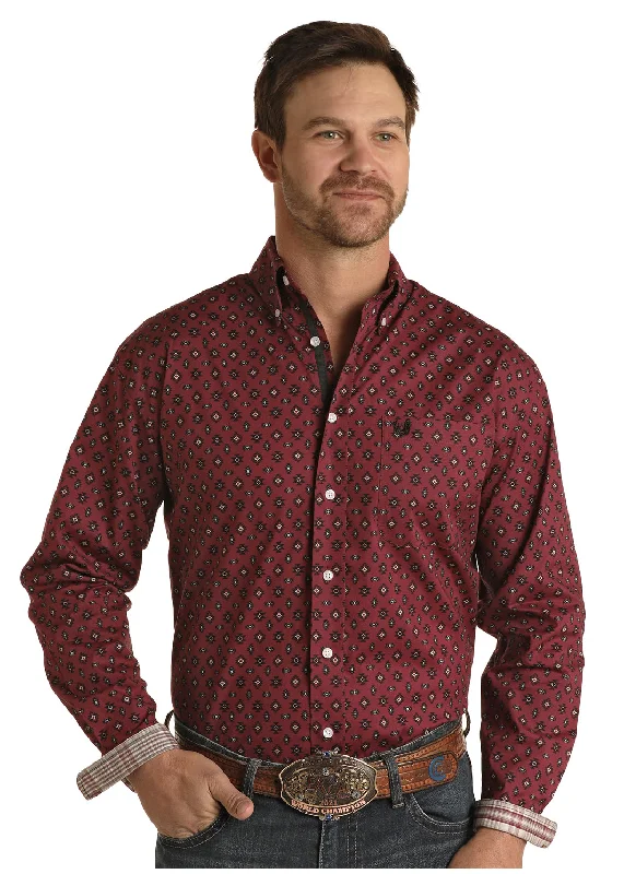 PANHANDLE BURGUNDY AZTEC PRINT SHIRT