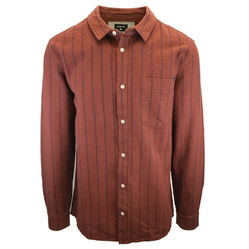 Quiksilver Men's Maroon Navy Striped L/S Flannel Shirt (S12)