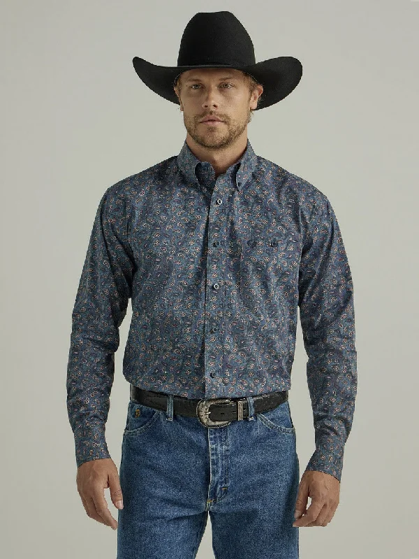 WRANGLER GEORGE STRAIT BLUE PAISLY MENS SHIRT