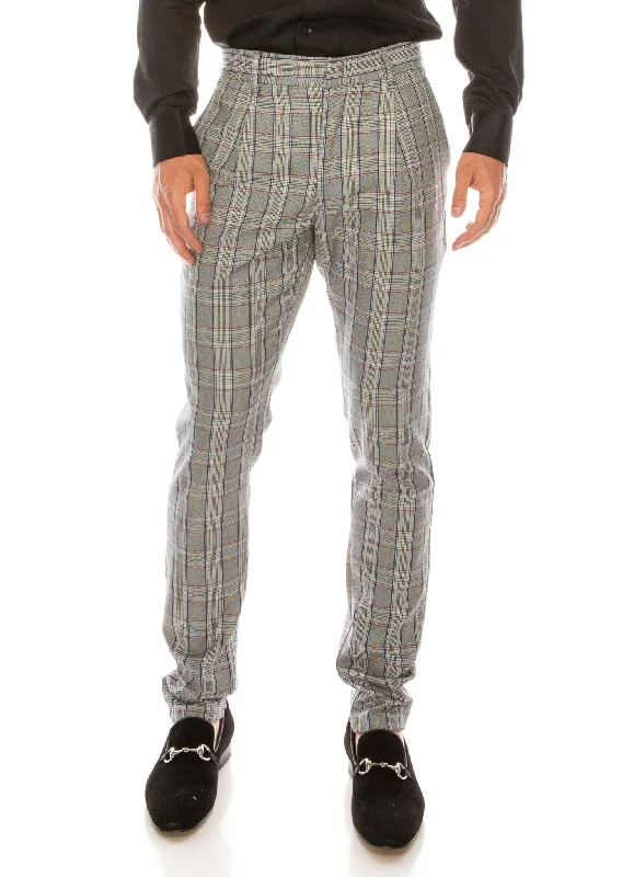 Patterned Slim Fit Casual Trouser - Grey Red