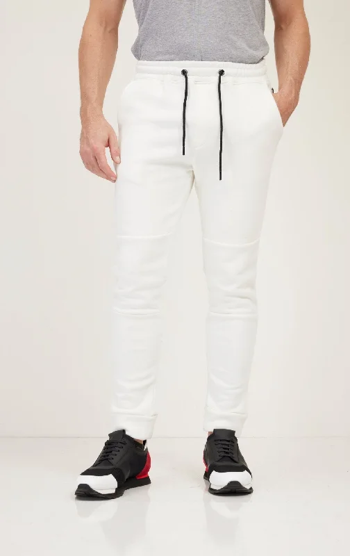 Fitted Drawstring Sweatpants  - White