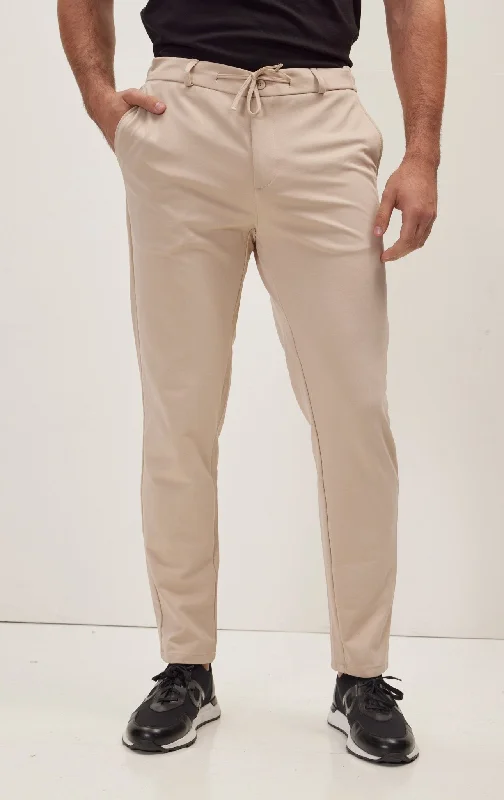 Fitted Casual Everyday Pants - Beige